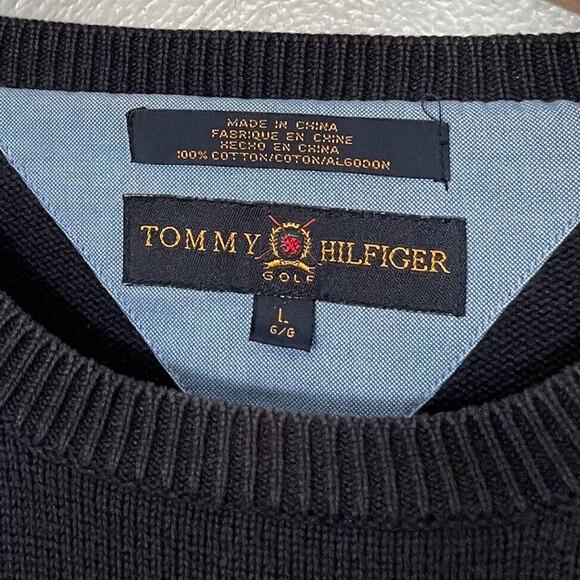 Tommy Hilfiger Mens Size Large Blue Striped Crew Sweater Preppy Sporty 90s Y2K - Picture 4 of 7